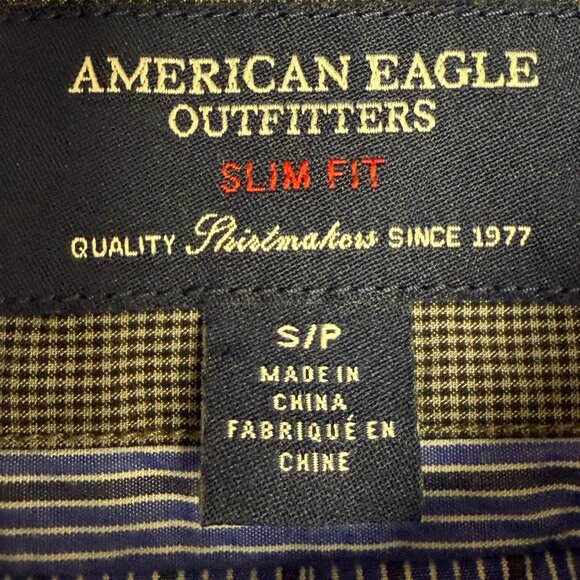 EUC Men's AMERICAN EAGLE Slim Fit Long Sleeve Dress Shirt Striped | Size S - Picture 5 of 7